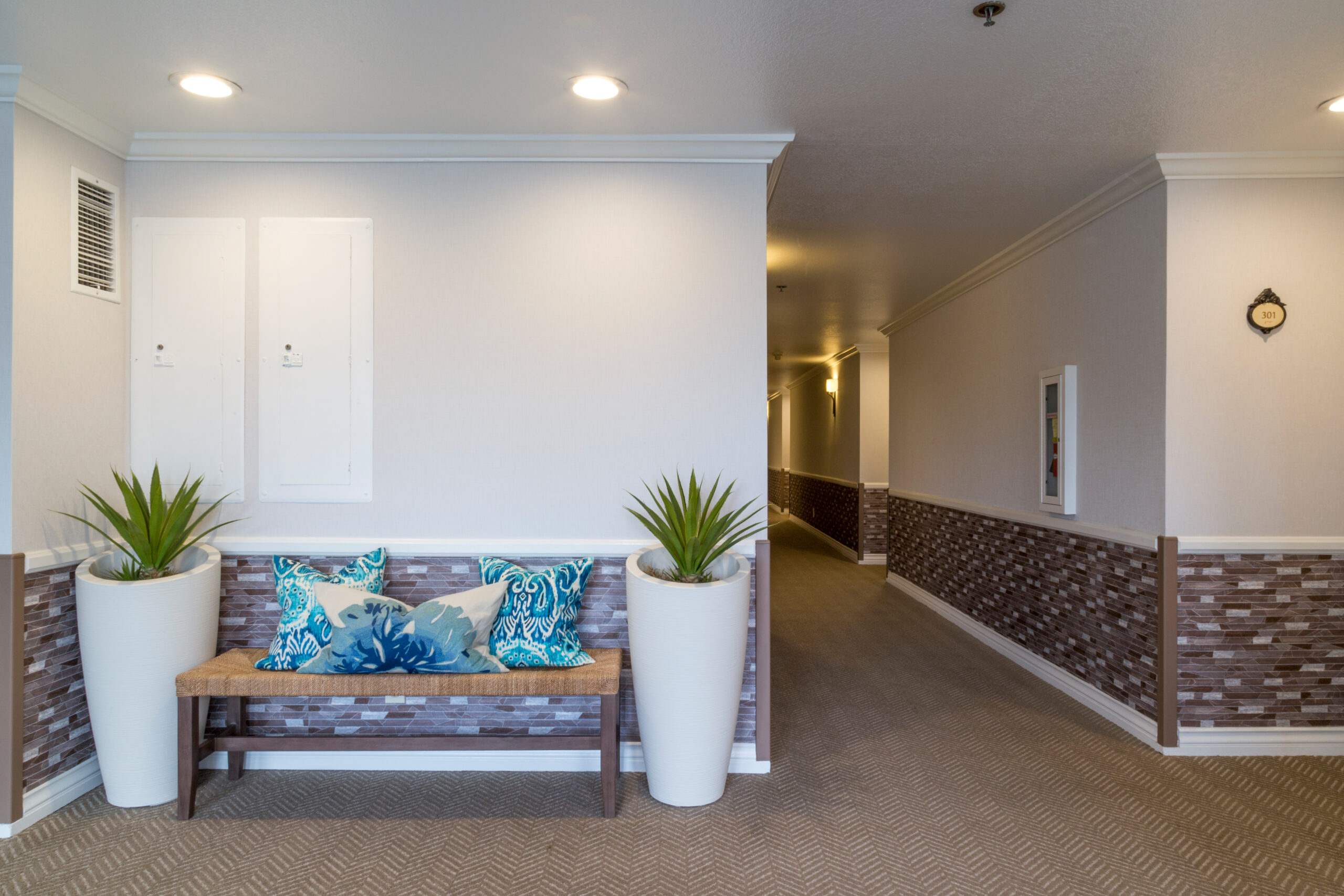 hallway with sitting area