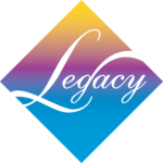 yellow, purple, blue legacy logo