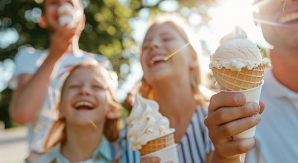 family eating ice cream