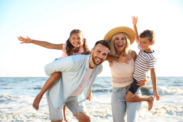 family on the beach