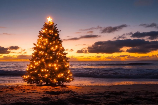 christmas tree on the beach