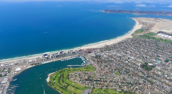 birds eye view of coronado beach