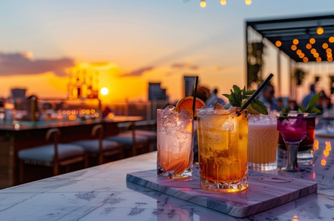 cocktails on the rooftop